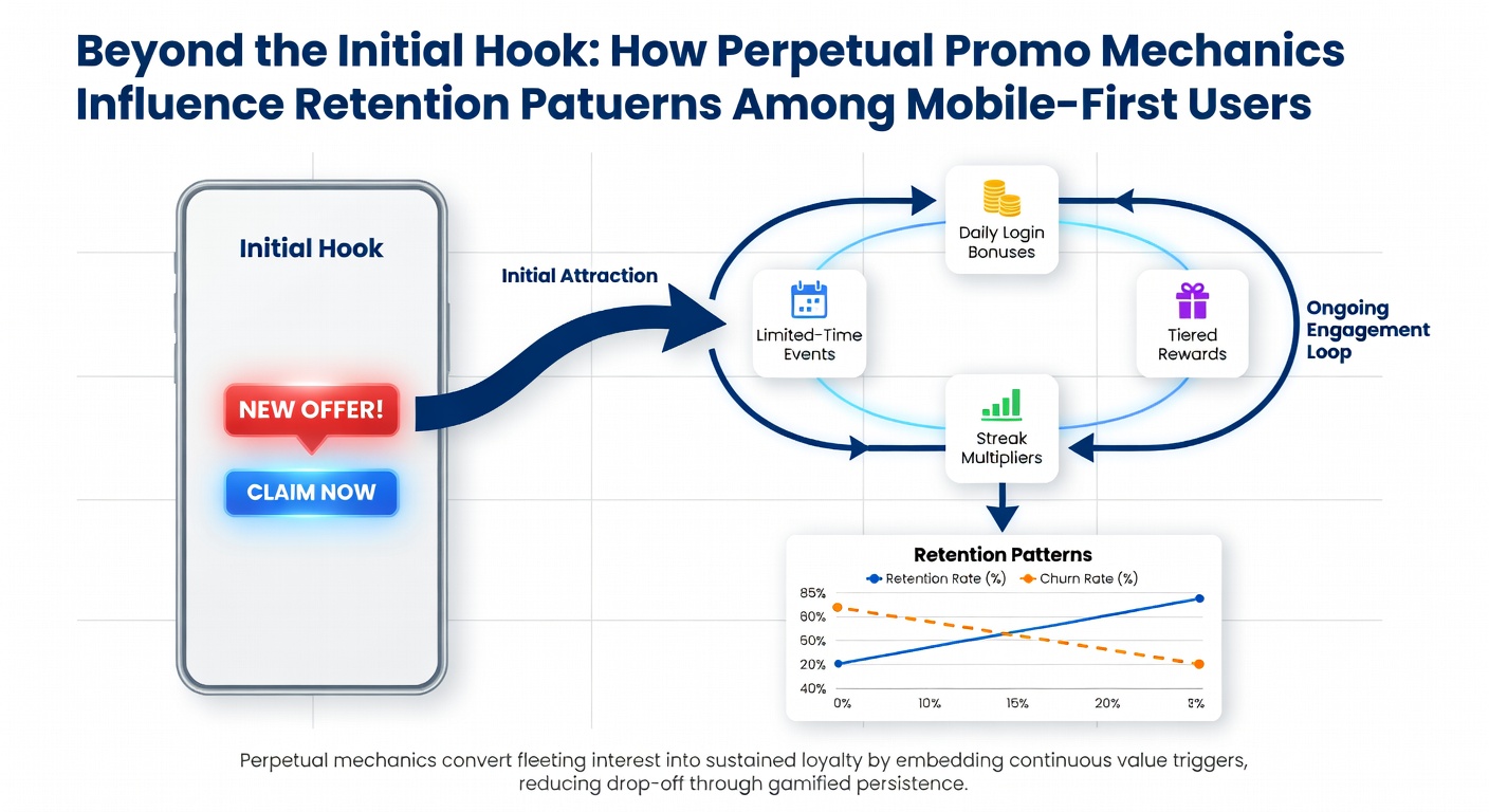 Analytics dashboard showing retention curves for mobile gaming users influenced by ongoing promotional cycles