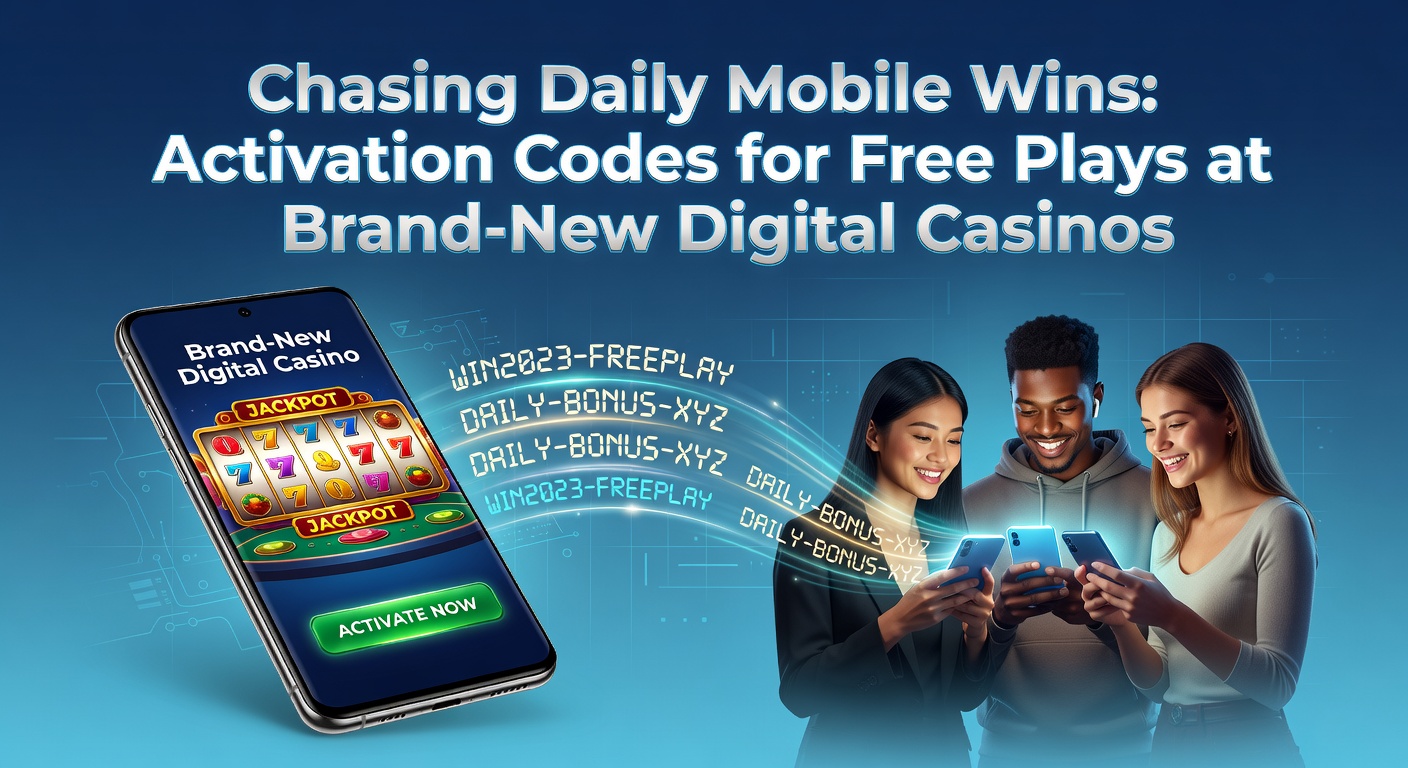 Smartphone screen displaying a vibrant mobile casino app with activation code entry and free play wins popping up
