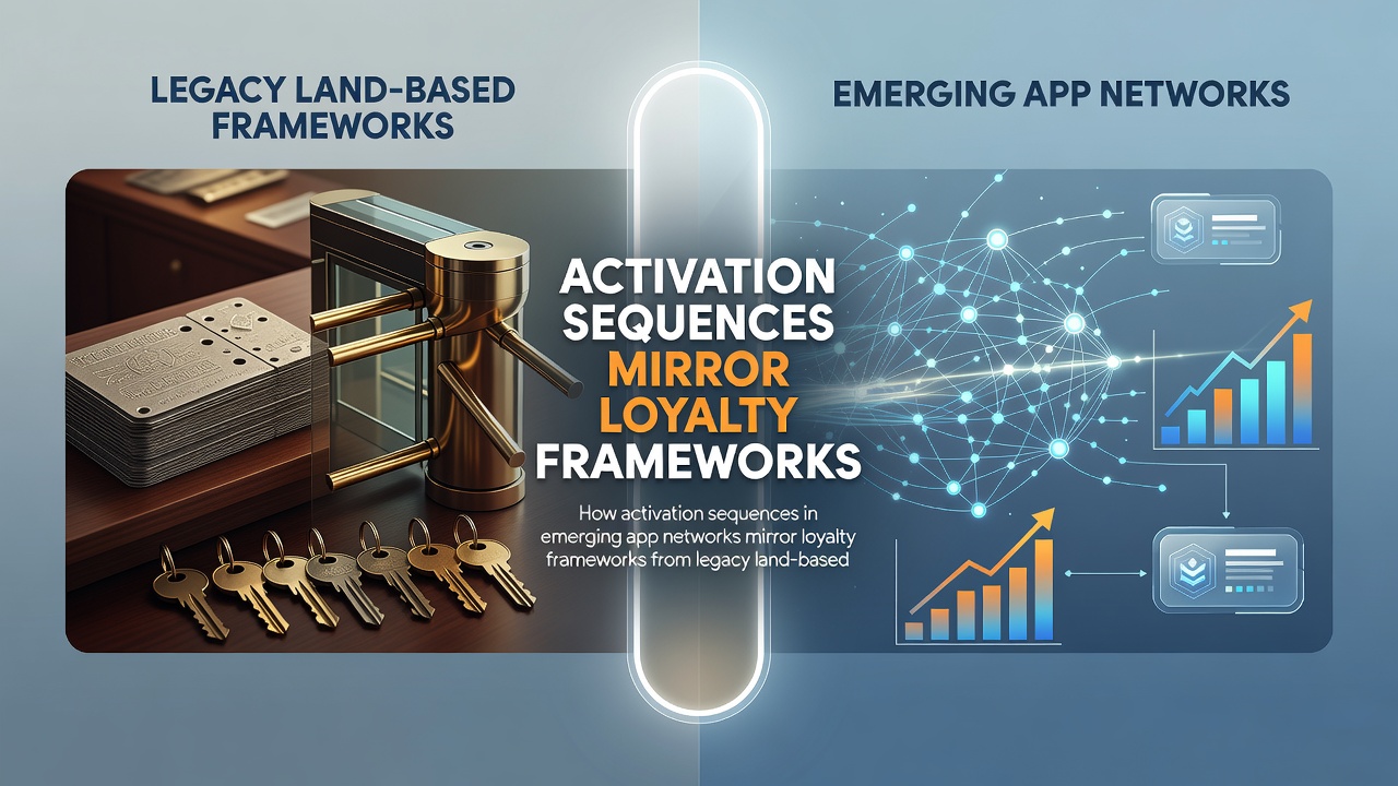 Infographic detailing tier progression from basic sign-up rewards to advanced loyalty benefits in both casino and app settings